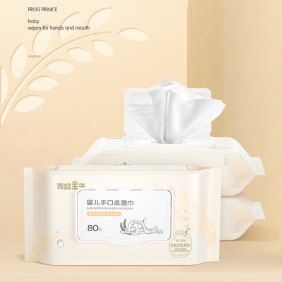 Подгонянная вода младенца Unscented метки частного назначения обтирает естественную ткань Biodegradable